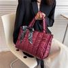 Elegant Women's Totes Bags with Silk Scarf Accent Winter Quilted Crossbody Bags for Women Casual Solid Color Padded Shoulder Bag
