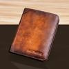 Genuine Leather Rfid Wallets for Men Vintage Thin Short Multi Function ID Credit Card Holder Money Bag with 2 ID Windows Gift for Him