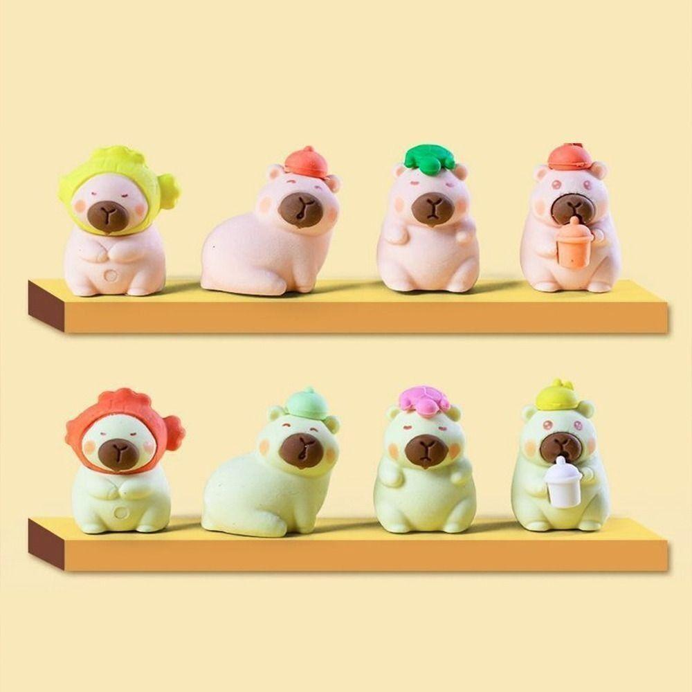 4Pcs Children Toys Pencil Rubber Stationery Eraser Cute Capybara Eraser