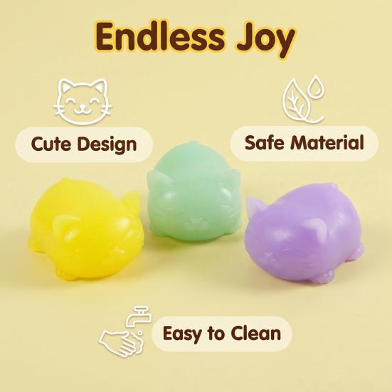 Kitten Squeeze Stress Toy, Soft Cat Fidget Ball, Cute Animal Decompression Toy for Office Desk, Gift for Cat Lovers