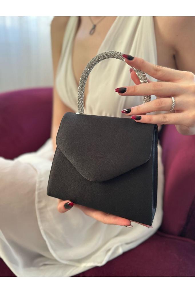 Women's Stylish and Useful Evening Dress Bag Evening Dress Bag with Satin Stone Handle for Weddings, Graduations, Elegant Events...