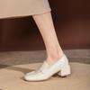 Retro Loafers Soft Leather Heels Two-way Shoes College Style Small Leather Shoes Slip-on Shoes for Women Thick Heels High Heels