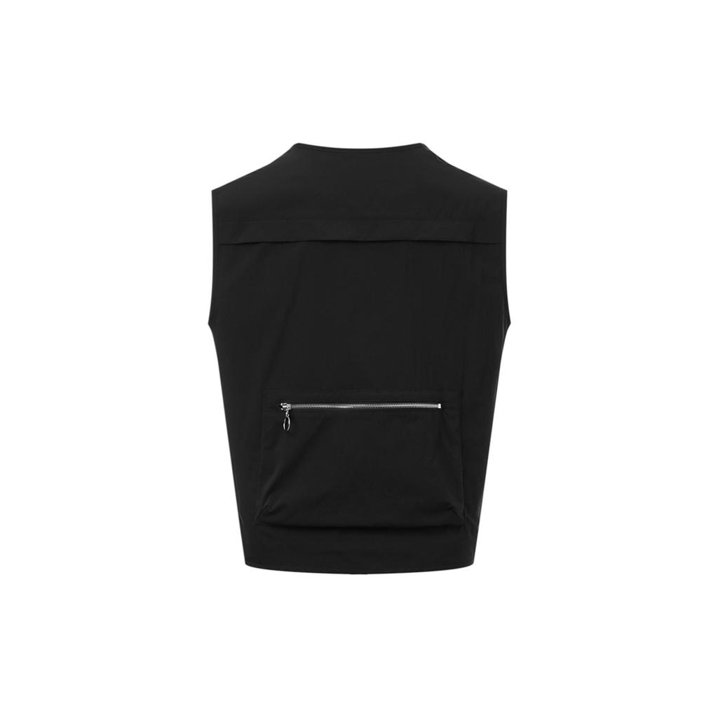 Li Ning Golden Era однотонный многоцветный дизайн молнии повседневный свободный жилет мужской жилет черный AMDT003-1