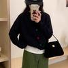 Autumn and Winter Short Sweater for Women Korean Color Button Round Neck Knitted Cardigan for Women