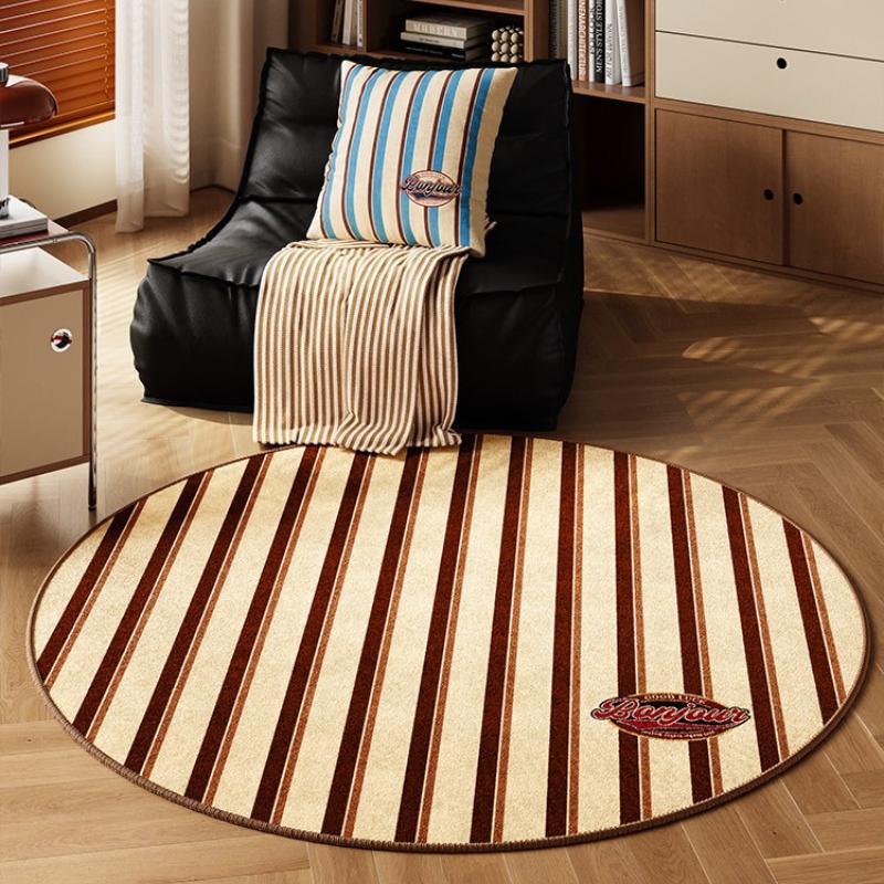 Minimalist Style Carpets for Living Room Anti-slip Lounge Soft Rug Washable Floor Mat Stripe Pattern Bedroom Decor Round Carpet