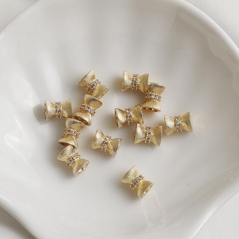 Браслет-аксессуар для изготовления украшений DIY, двойной, с кристаллами и бусинами в виде цветов, покрытый 14-каратным золотом, с цирконами