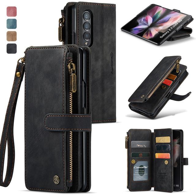 Wallet Function Leather Folding Phone Bag Case For Samsung Galaxy Z Fold 4 Fold4 Fold 3 5g Fold3 S23 S22 Ultra S21 Plus S20 Fe