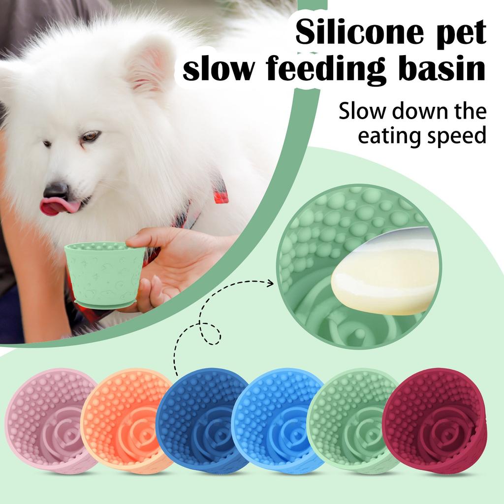 Dog Lick Bowl. Anxiety Relief Dog Licking Mat Freezer Dispenser. Non-Slip Anti-Choking Silicone Slow Feeder Lick Bowl For Small Dogs