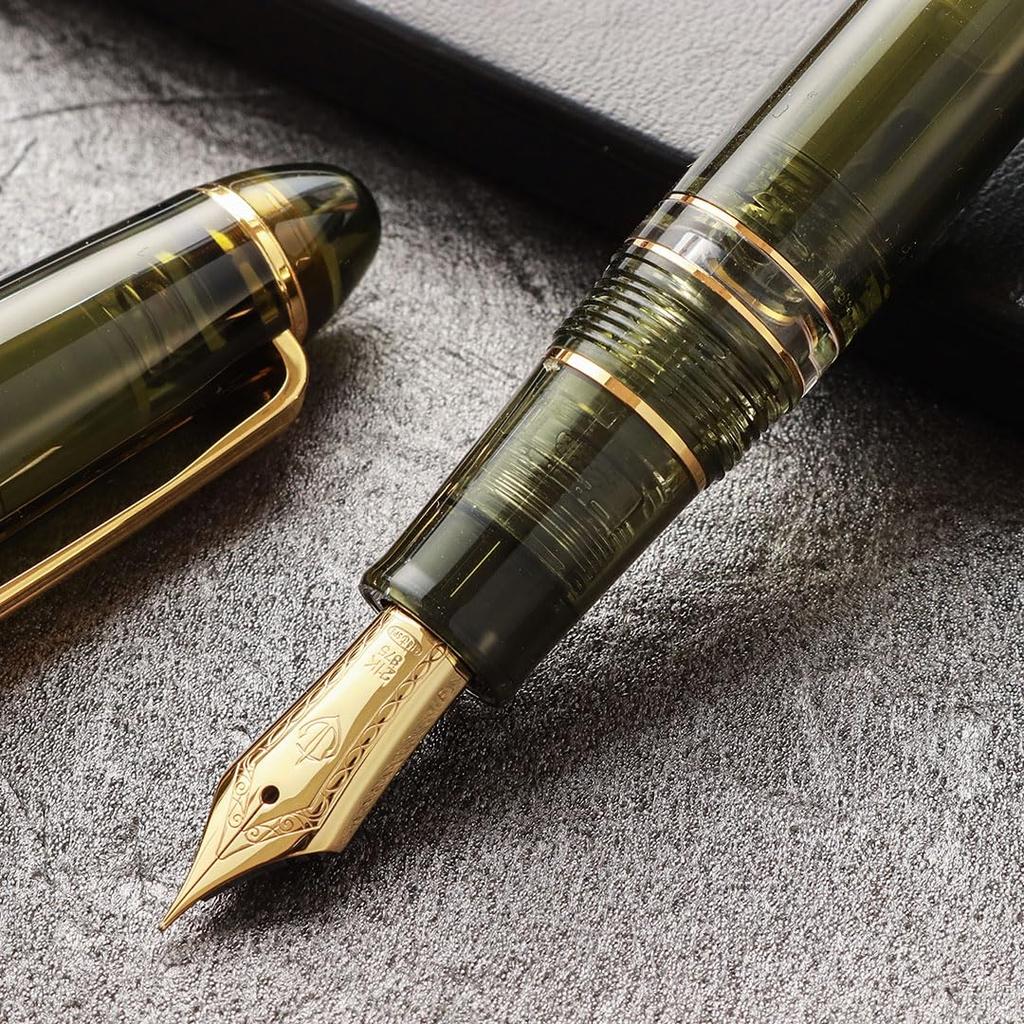 WANCHER Limited Edition SAILOR Original Profit Realo Champagne Dark Green 21K Gold Fountain Pen Special Fine [WANCHER Edition] (F Nib)