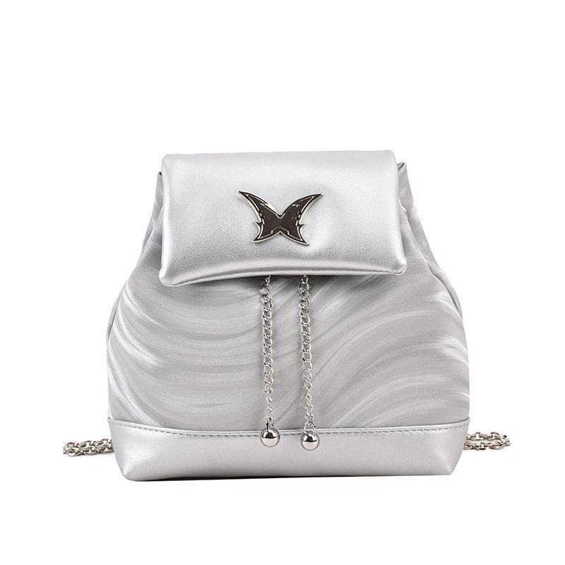 Мини маленький рюкзак женский рюкзак 2025 новая мода серебристый школьный рюкзак девушки студентки нишевая сумка-цепочка