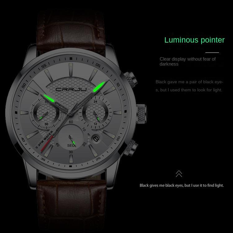 CRRJU-2212L Belt Six-pin Chronograph Watch Fashion Men's Watch Business Men's Watch