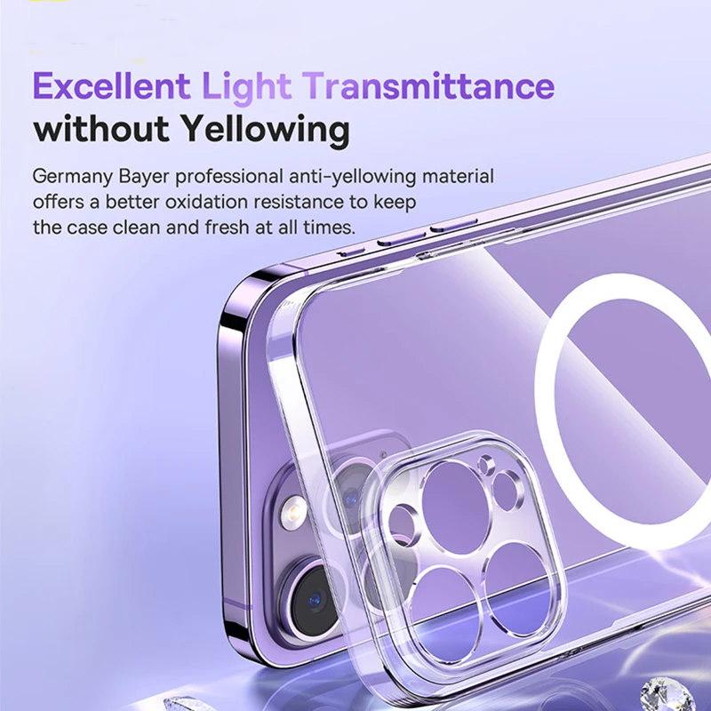Magnetic Case for iPhone 15 14 Pro Max Support Wireless Charging Case for iPhone 13 12 11 Pro Clear Protective Cover Case
