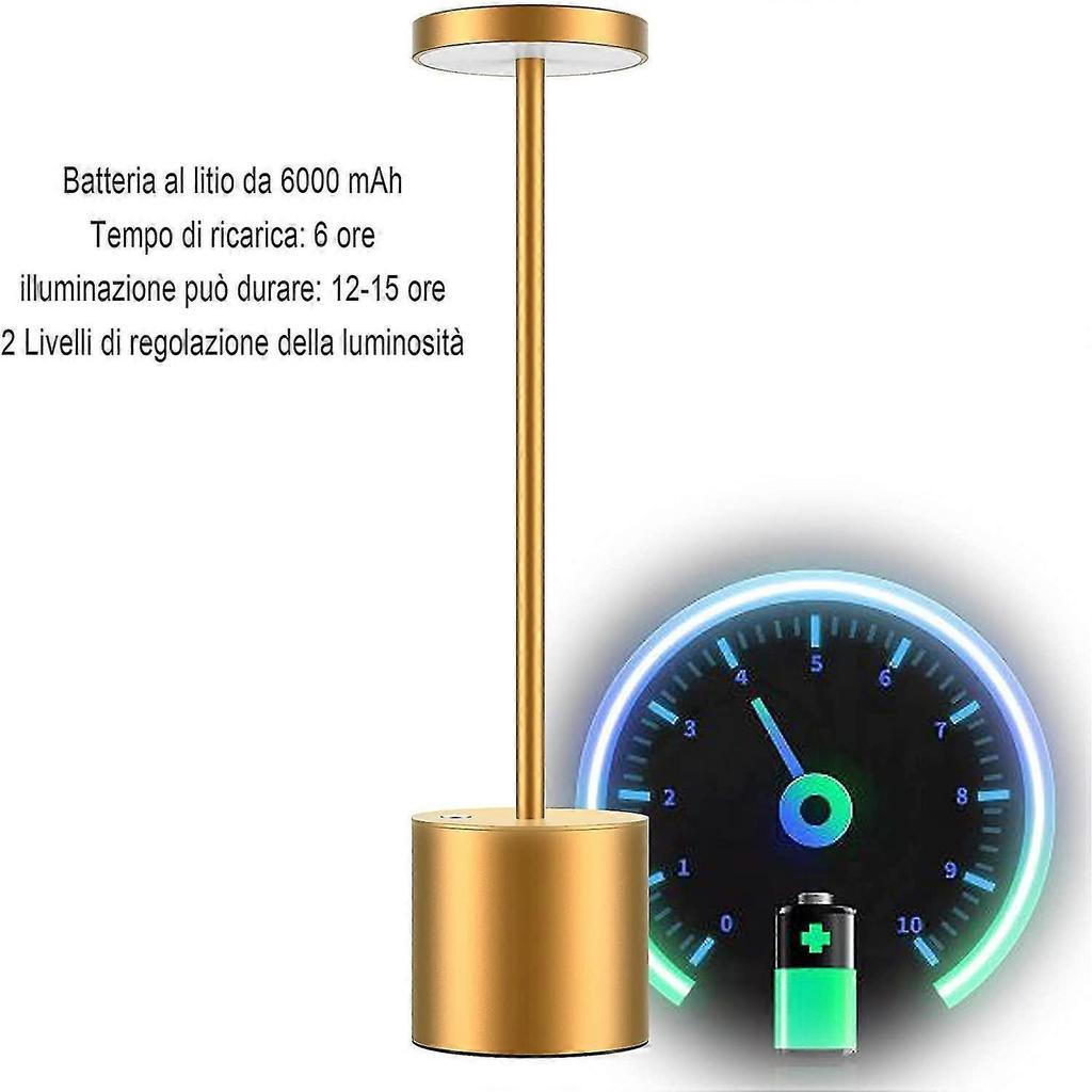 Cordless Table Lamp, 6000mah Rechargeable Metal Bedside Lamp