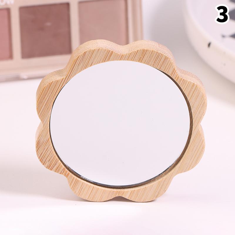 Шт. Простое деревянное переносное зеркало, мини-маленькое зеркало для макияжа, женское ручное зеркало для макияжа, маленькие круглые зеркала