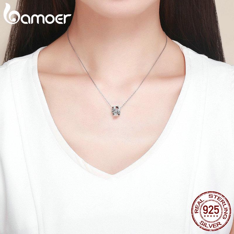 BAMOER Натуральное серебро 925 пробы Буква P Алфавитные бусины Подвески подходят для браслетов и браслетов DIY