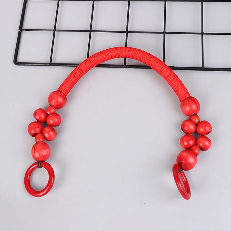 Women Wooden Bead Rope Bag Strap Wooden Handle Rope Beads Handbag Shoulder Belt Diy Replacement Bag Accessories