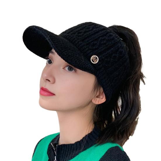 Yousheng Женская бейсболка с удлиненным козырьком, пустая сверху, однотонная вязаная шапка, утолщенная плюшевая шапка из искусственного кроличьего меха