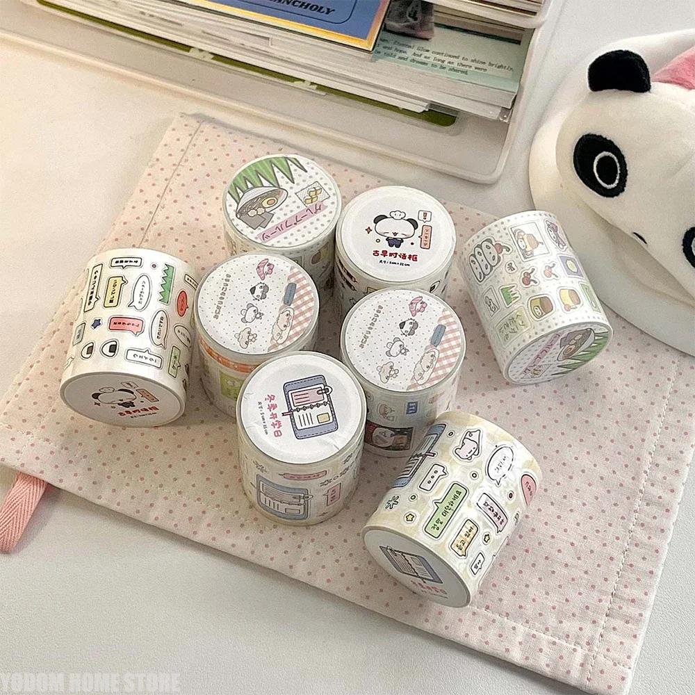 Вырубные наклейки Милые наклейки-дудлы Декоративные ленты-стикеры Kawaii Рулон декоративных наклеек Штамп-диалог Деко для скрапбукинга и журналов