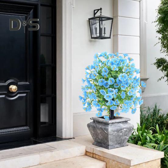 Искусственные цветы ипомеи, искусственный куст ипомеи с колышком для установки в грунт, реалистичная искусственная зелень, кустарники для улицы, для дома, для фермерского дома, для крыльца, для патио