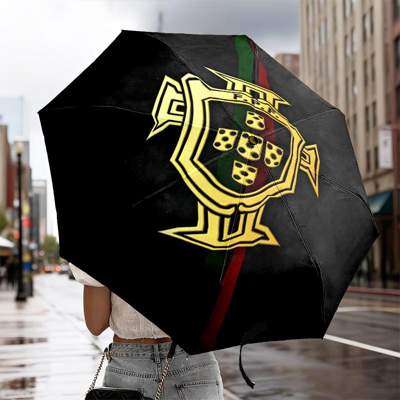 Portugal's National Emblem Automatic Folding Umbrella - 8-Rib Travel Umbrella with Auto Portable Case, Ideal Gift for Birthdays