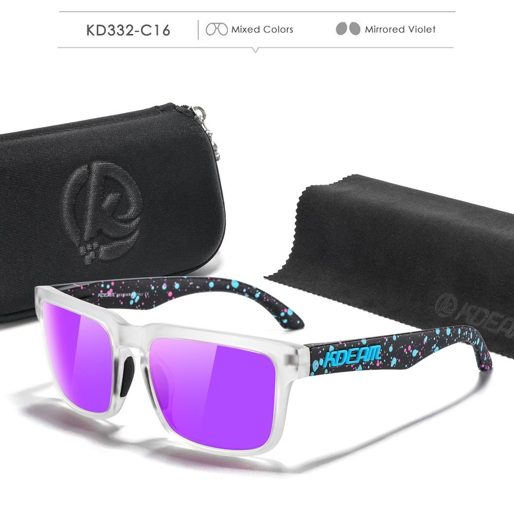 KDEAM Square Style Polarized Sunglasses For Men And Women Medium Size Overall Width 145mm Outdoor Sun Glasses With Zippered Case