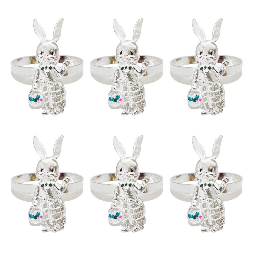 Set Of 6 Lovely Rabbit Napkin Rings Buckles Distinctive Easter Rabbit Napkin Rings For Stylish Table Decorations