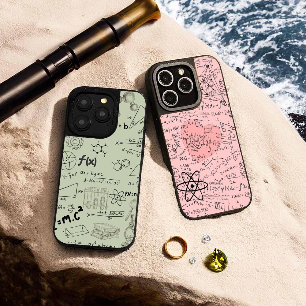 Крутой чехол для телефона с формулой и крутым узором для iPhone 17 16 e 15 14 13 12 Pro Max, защитный чехол из овчины с серебристой окантовкой
