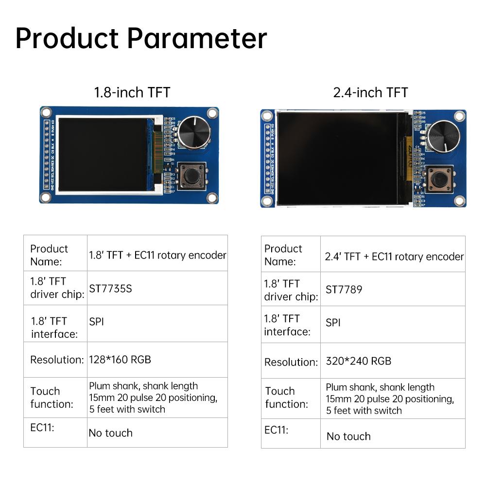 1.8-Inch 2.4-Inch TFT Display Screen With Ec11 Rotary Encoder Combination Module SPI Interface LCD Screen Electronic Kit