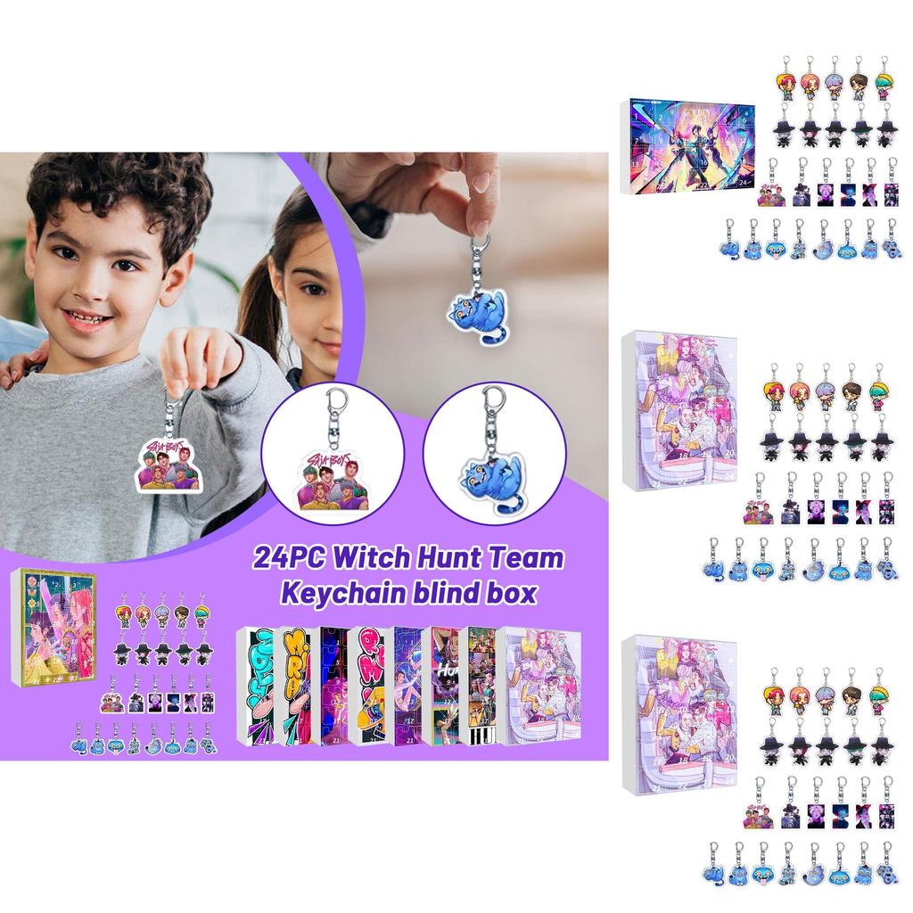 Kpop Demon Hunters Advent Calendar Keychains With Acrylic Figures For Christmas Gift Giving
