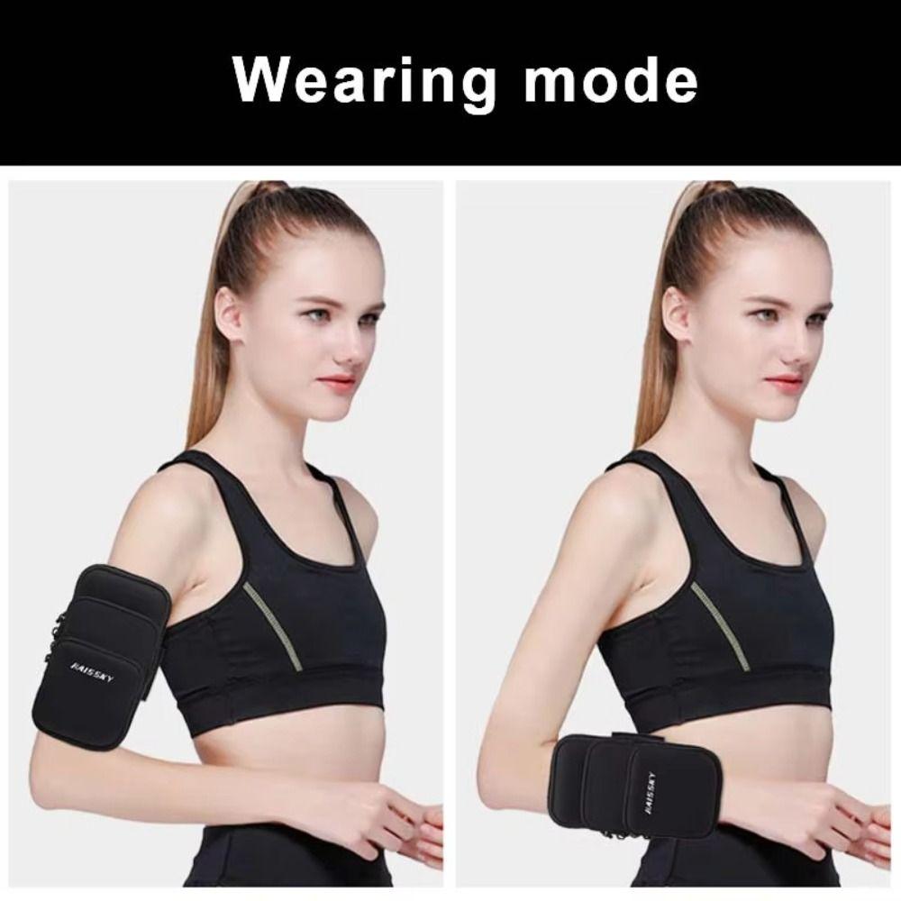 Large Capacity Running Phone Bags Three Pockets Mobile Phone Arm Bag Arm Band Pouch Outdoor Sports
