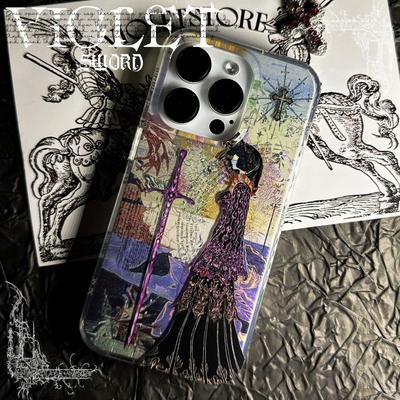 Чехол для телефона в средневековом стиле в стиле ретро для Apple iPhone 16 Pro Max - мягкий силиконовый противоударный креативный чехол с изображением рыцарского меча на iPhone 16/15/14/13/12/11/Pro/Plus