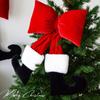 Black Boot Velvet Bow Christmas Ornaments Festive Wall Hanging Decoration for Tree Soft Plush Holiday Accents
