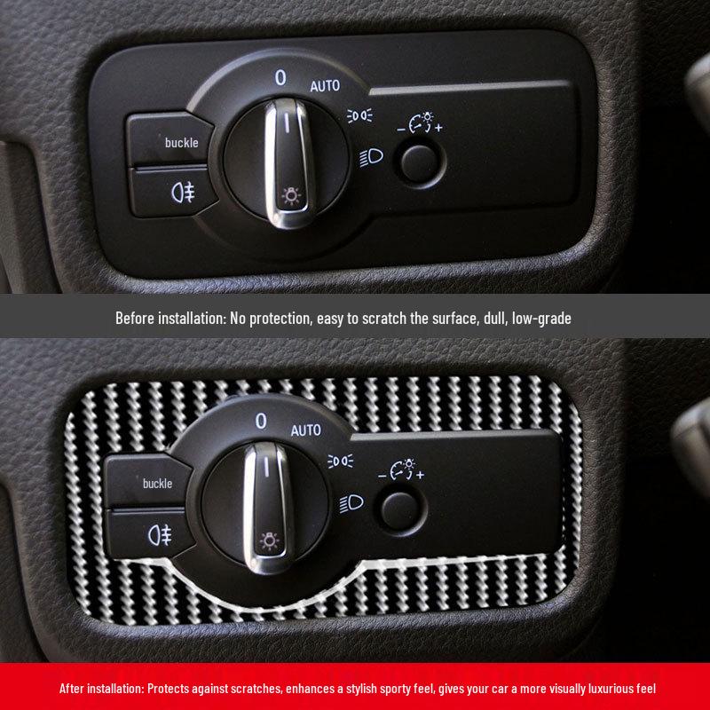 Накладка на рамку переключателя фар из углеродного волокна для интерьера Volkswagen Touareg 2011-2018