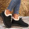 2024 New Winter Sports Women's Boots Fashionable Round Toe Solid Color Warm and Comfortable Lace-up Low-top Women's Boots