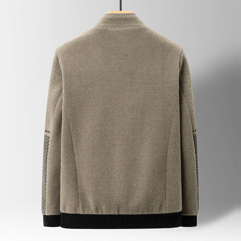 Новая повседневная шерстяная куртка из синели для мужчин на осень и зиму с бархатом и утолщенной посадкой. Куртка из бархатной шерстяной шерсти золотистой норки с воротником-стойкой.