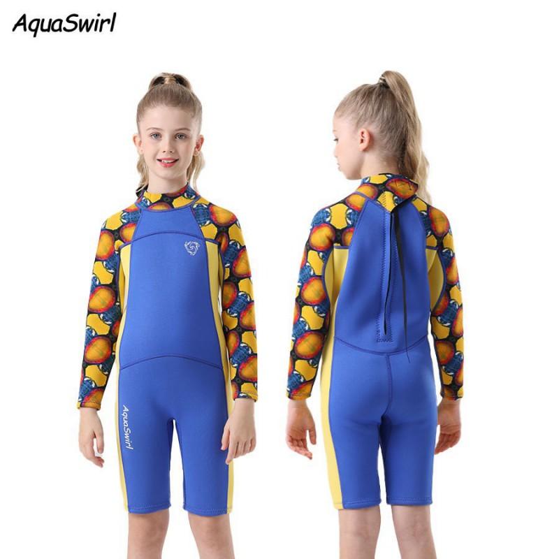 Kids Full-Body Neoprene Wetsuit Swimming Diving Water Sports UV Protection Quick-Dry Thermal Insulation Long Sleeve
