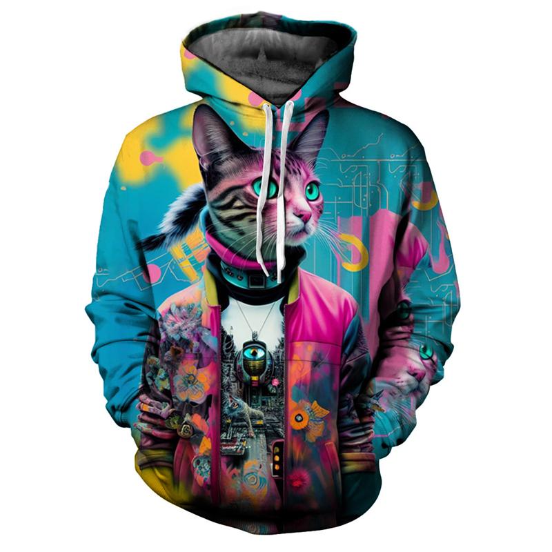 Cool Designs Cat Graphic Hoodie Men Clothes 3d Printed Funny Kids Hoodies Women Harajuku Fashion Y2k Pullover Sweatshirt Hoody