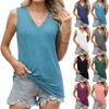 Women's Vest Summer V-neck T-shirt Fashionable Sleeveless Basic Loose Casual Top