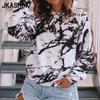 Women's Fashion Casual Spring Fall Print Long Sleeve O-Neck Pullovers & Long Sleeves