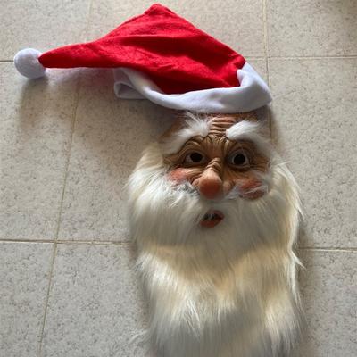 Милая латексная маска Санта-Клауса, маскарадная маска с бородой для рождественской вечеринки, косплея