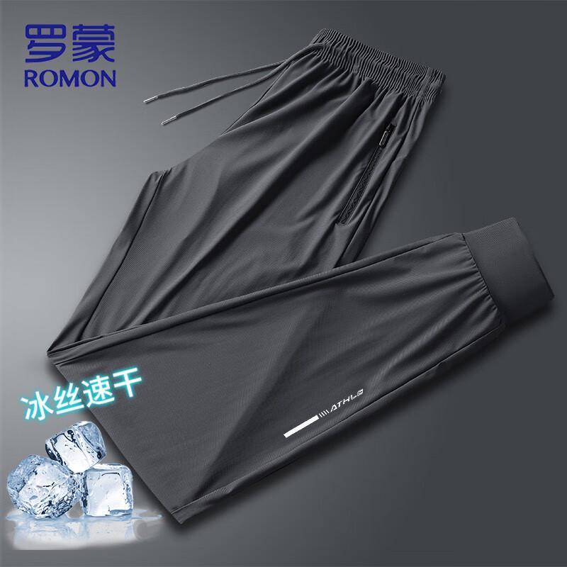 ROMON Men's Summer Ice Silk Straight-Leg Casual Pants