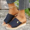 Cross-border Foreign Trade Large-size Women's Shoes Summer New Hemp Rope Women's Cool Slippers Wedge Heel Canvas Fashion Platform Sandals