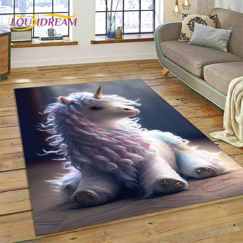 Милый ковер с единорогом для девочек, подарок, ковер с рисунком для дома, гостиной, спальни, дивана, коврик для двери, декор, детский игровой коврик, нескользящий напольный коврик