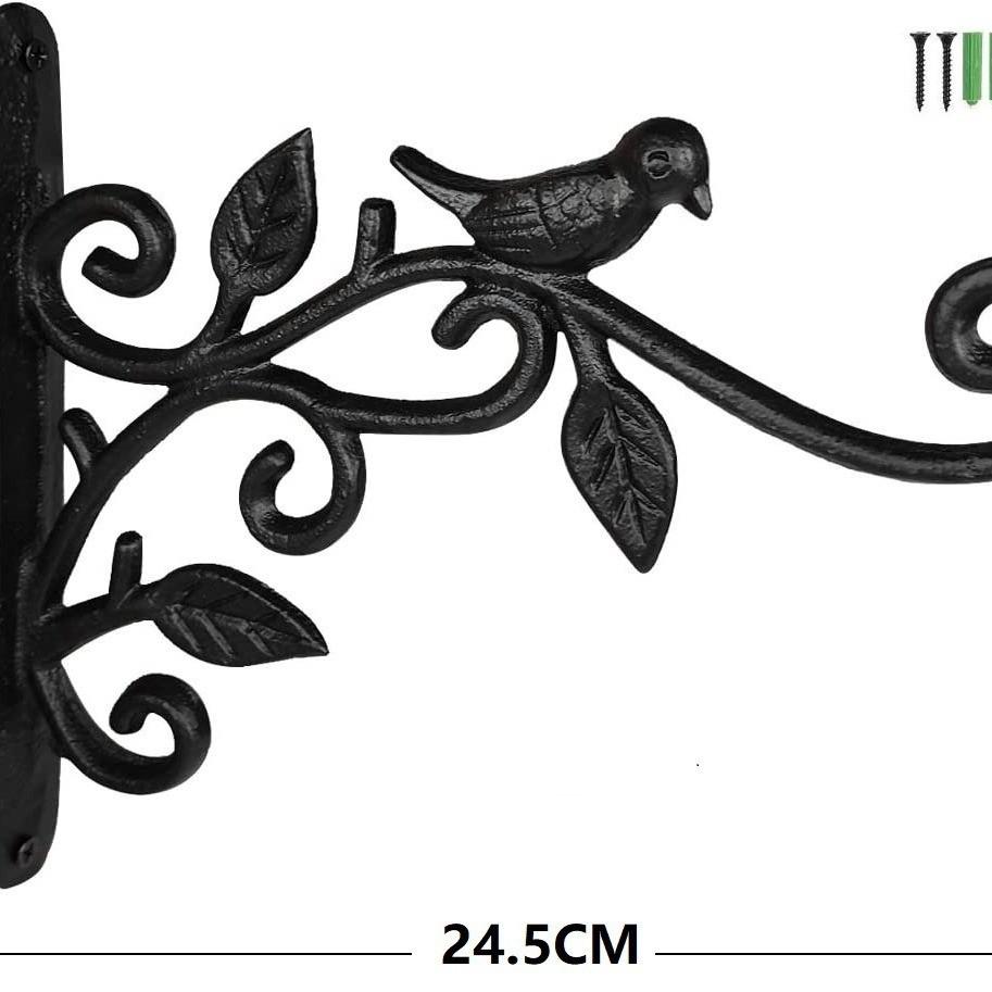 Cast Iron Bird Plant Stand With Wall Mount For Indoor Garden And Balcony Decor