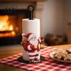 Creative Christmas Kitchen Storage Wooden Paper Towel Holder, Decorative Vertical Roll Dispenser, Festive Countertop Stand Stable Weighted Base