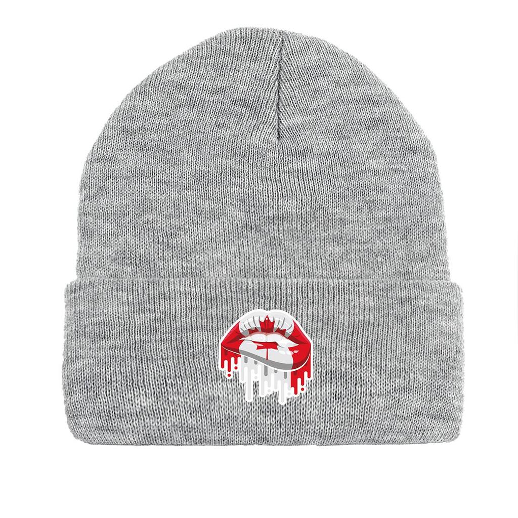 Шапка-бини с принтом флага Канады, Патриотическая женская шапка, Ветрозащитная, Конфетного цвета, Спортивная, С помпоном, Вязаная шапка-бини