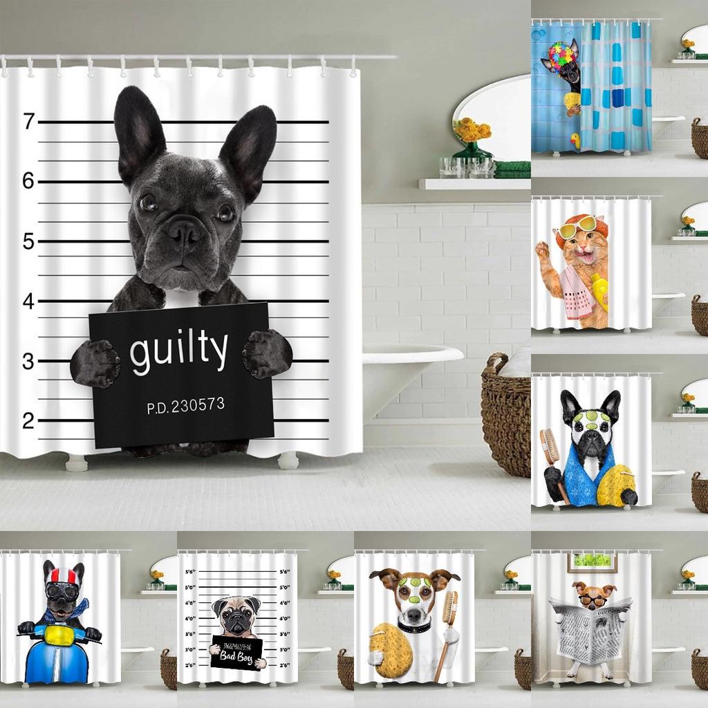 Милая шторка для душа с животными для собак и кошек, водонепроницаемая и прочная