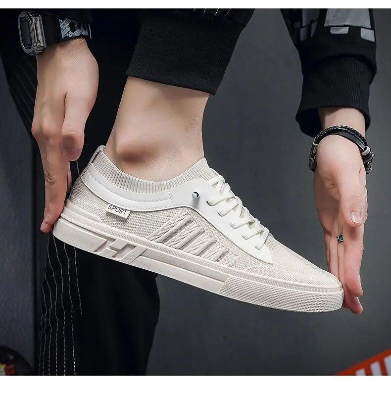 Мужские дышащие кроссовки, летние повседневные лоферы, легкие однотонные нескользящие туфли на плоской подошве с круглой головкой