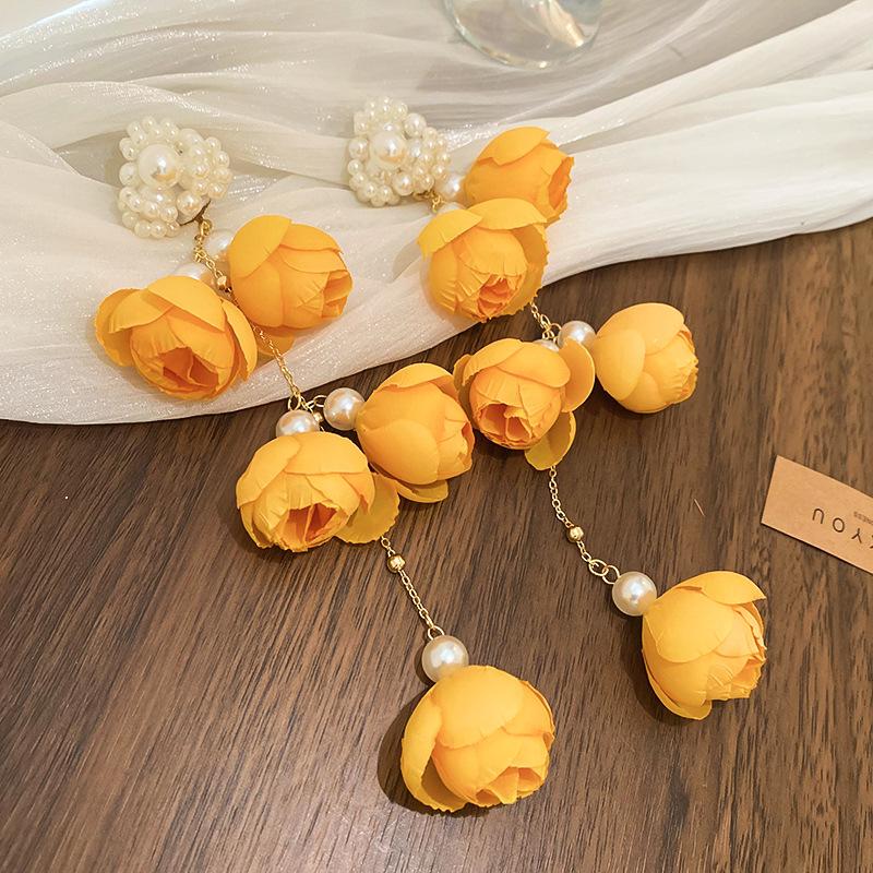 Серьги-сетка с цветами из смолы и серебряной иглой: Роскошные, Сладкие, Свежие и Элегантные Женские Украшения в Стиле Мори