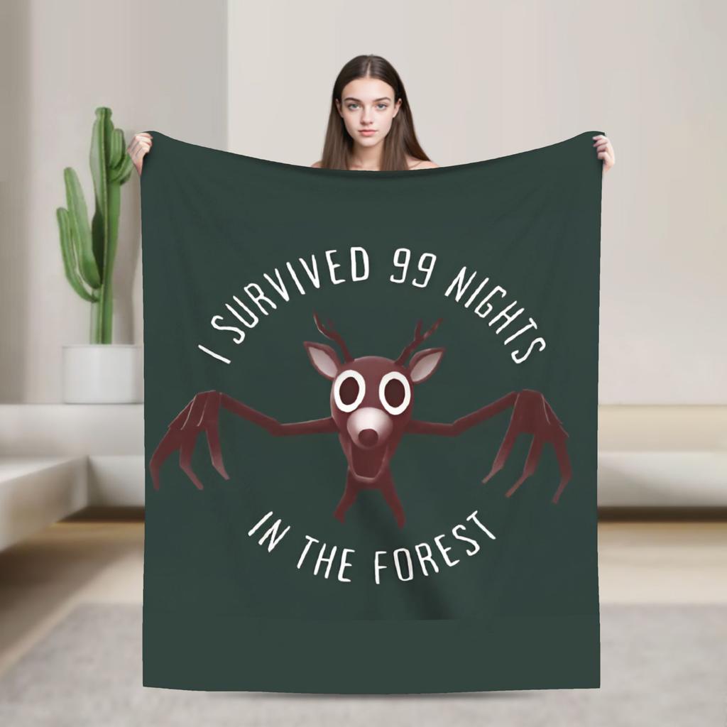 99 Nights in the Forest The Deer Flannel Throw Fashion Blanket Horror Game Bedding Knitted Fashion Blanket Outdoor Lightweight Multi-functio
